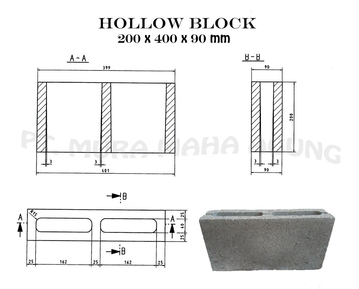 Hollow Block 200 x 400 x 90 mm Image